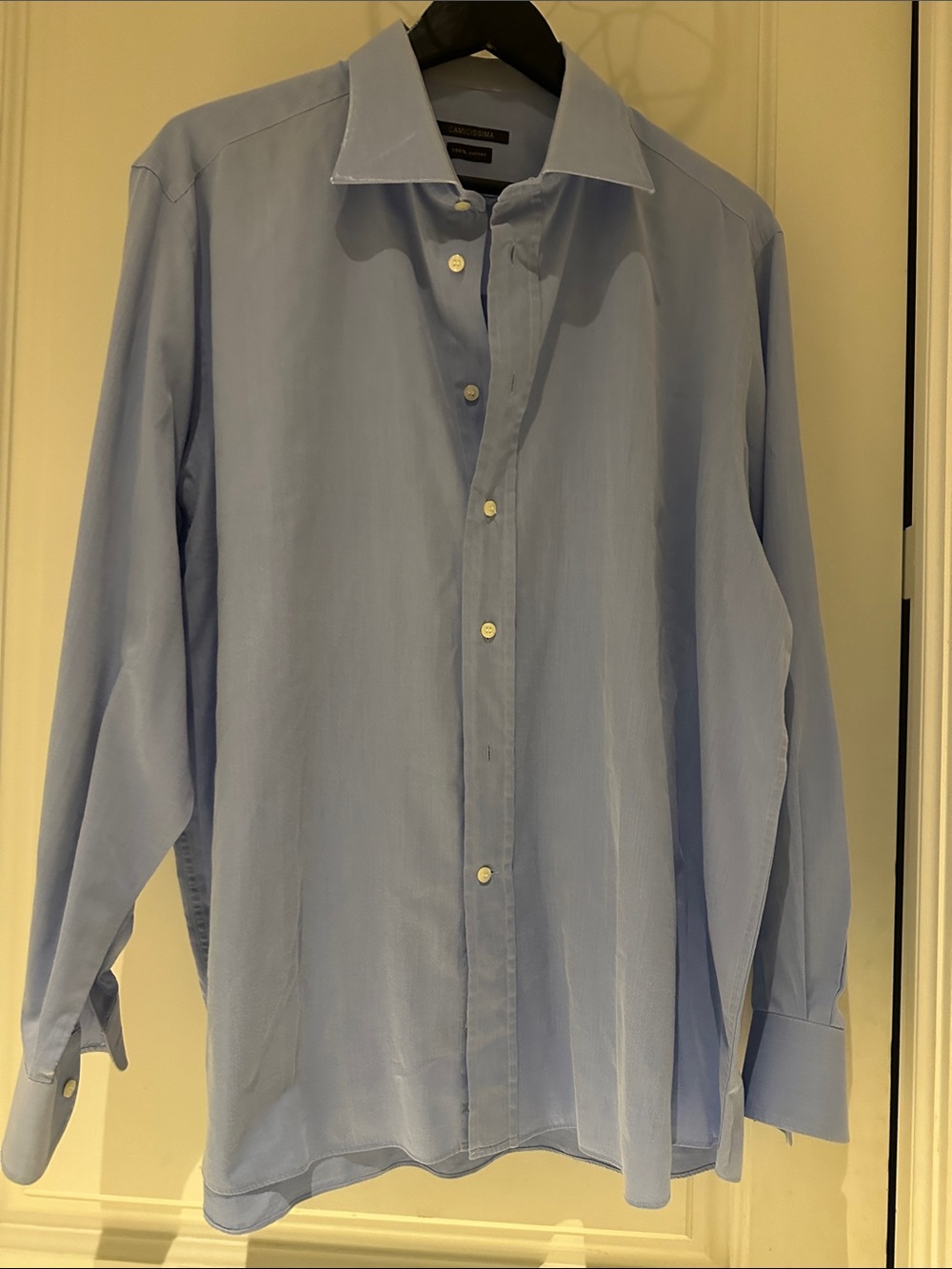 Pale Blue Men’s Button-Up Dress Shirt. 100% Cotton.
